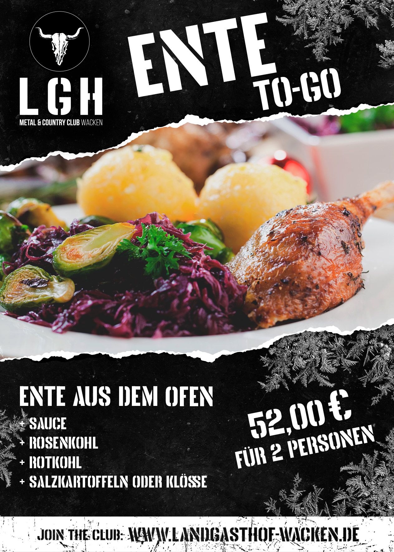 LGH Wacken - Flyer Ente To-Go, Weihnachtsessen zum Mitnehmen