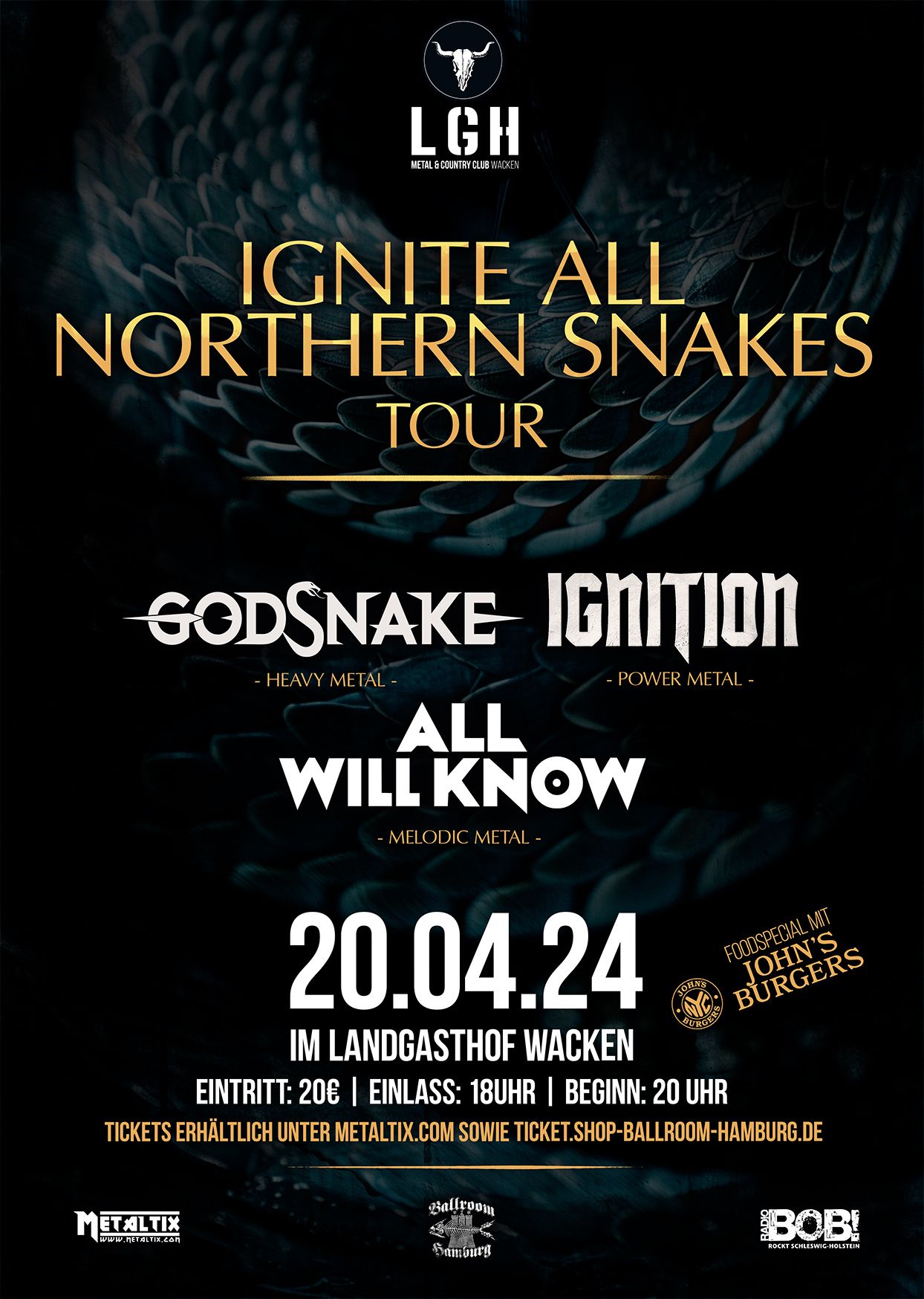 Ignite All Northern Snakes Tour mit GODSNAKE, IGNITION und ALL WILL KNOW